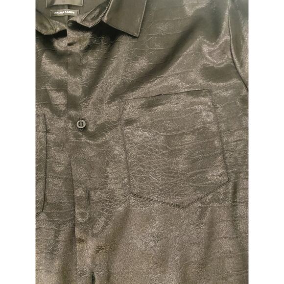 RtA Malcolm Button Up Black Embossed Crocodile Size Mens Medium - Picture 5 of 6